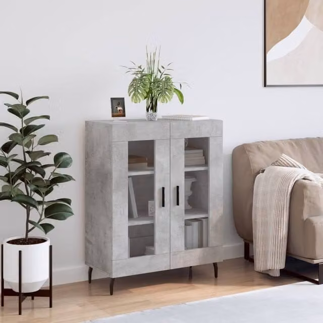 Berkfield Home Sideboard in Concrete Grey, W: 69.5 cm, D: 34 cm, H: 90 cm – 1