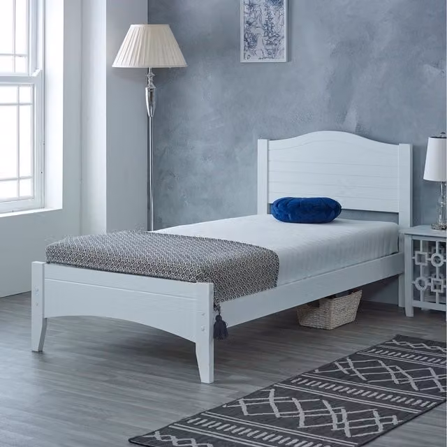 Captain's White Solid Wood Single Bed Frame, 90 x 190 cm