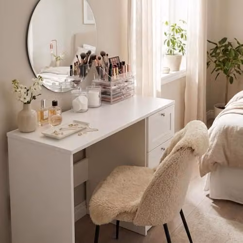 FWStyle Artus Matt White 3 Drawer Dressing Table Vanity Desk W/D/H: 99 x 40 x 72 cm – 5