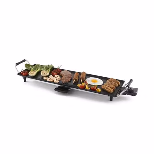 Geepas Electric Teppanyaki Table Top Grill and Non-Stick Griddle in Black with Adjustable Thermostat – 5