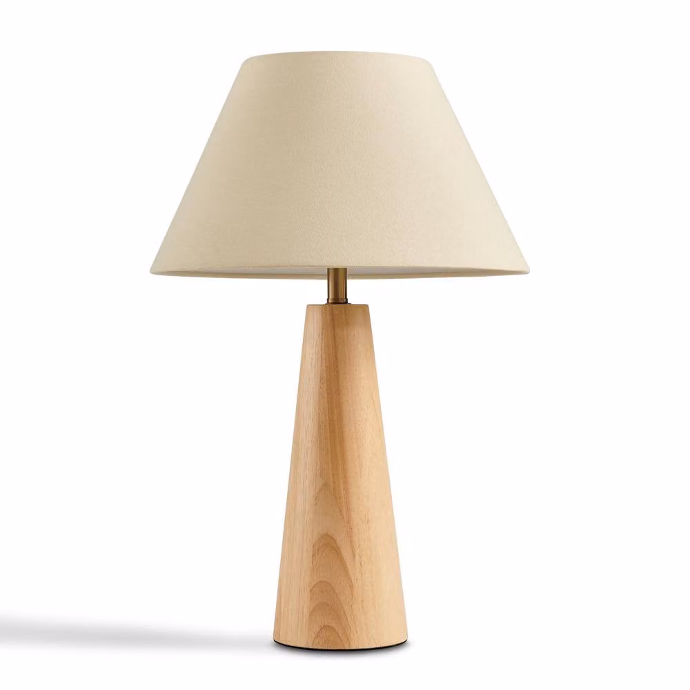 FurnitureboxUK Connie Wood Tapered Table Lamp in Brown and Beige – 3
