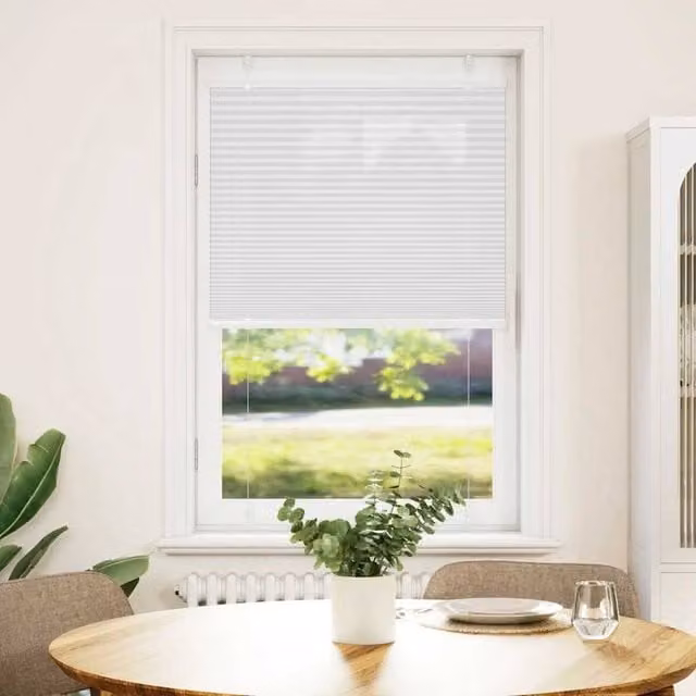 Berkfield Home White Single Pleat Polyester Fabric Blind, W: 69.4 cm, H: 150 cm