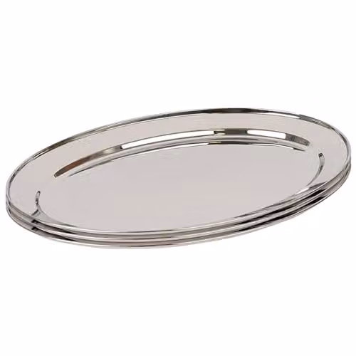 Argon Tableware Oval Stainless Steel Serving Platters, Silver, Pack of 3, W: 60 cm, D: 41 cm – 1