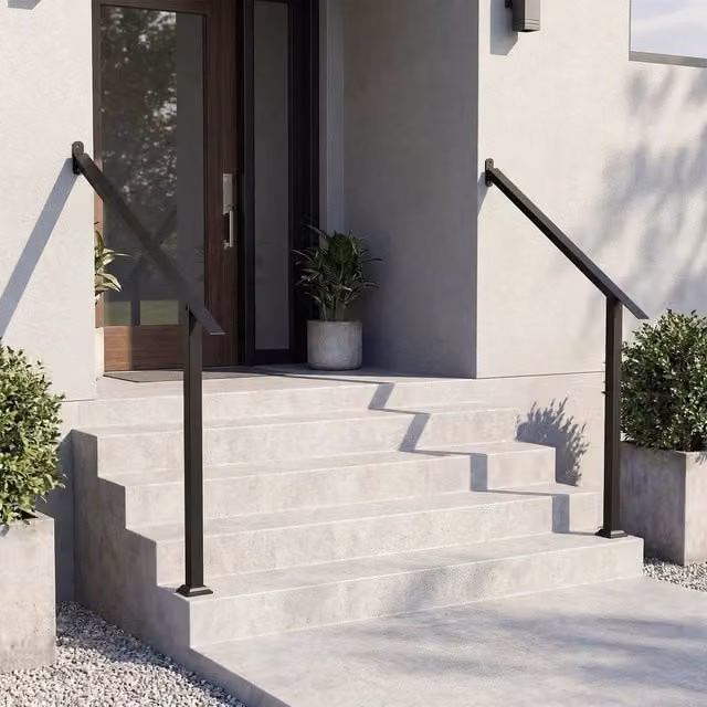 Kelvenix 4 Step Wall Mounted Stair Handrail with Installation Kit in Matt Black, W: 1000 cm, D: 52 cm – 1