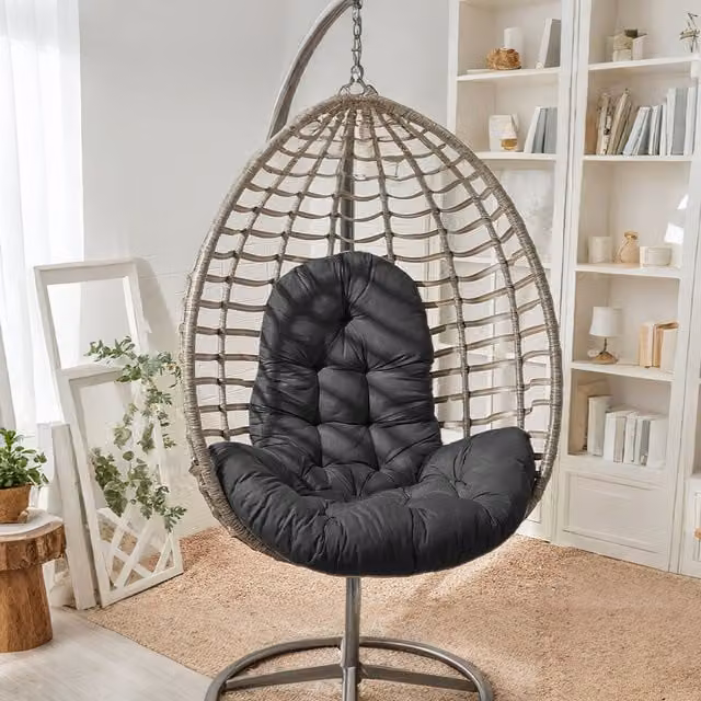 Lifeideas Hanging Egg Chair Cushion in Black with Outdoor Fabric