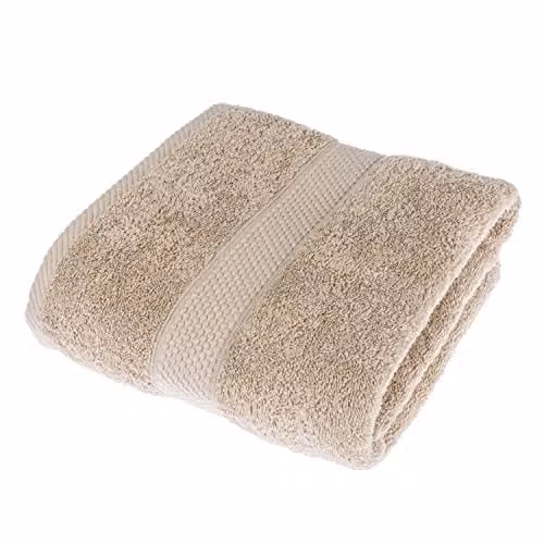 HOMESCAPES Stone Turkish Cotton Bath Towel, Beige, 500 GSM, W/D/H: 130 x 70 x 70 cm – 1