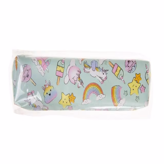 LG-Imports White and Multicolour Unicorn Design Flat Pouch Pencil Case