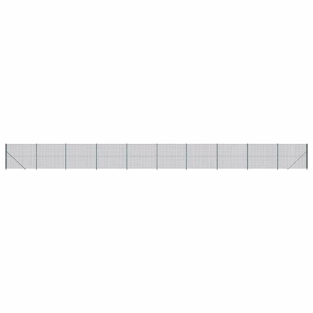 Berkfield Home Durable Green PVC Coated Wire Mesh Fence with Flange, W: 25 m, H: 1.6 m – 2