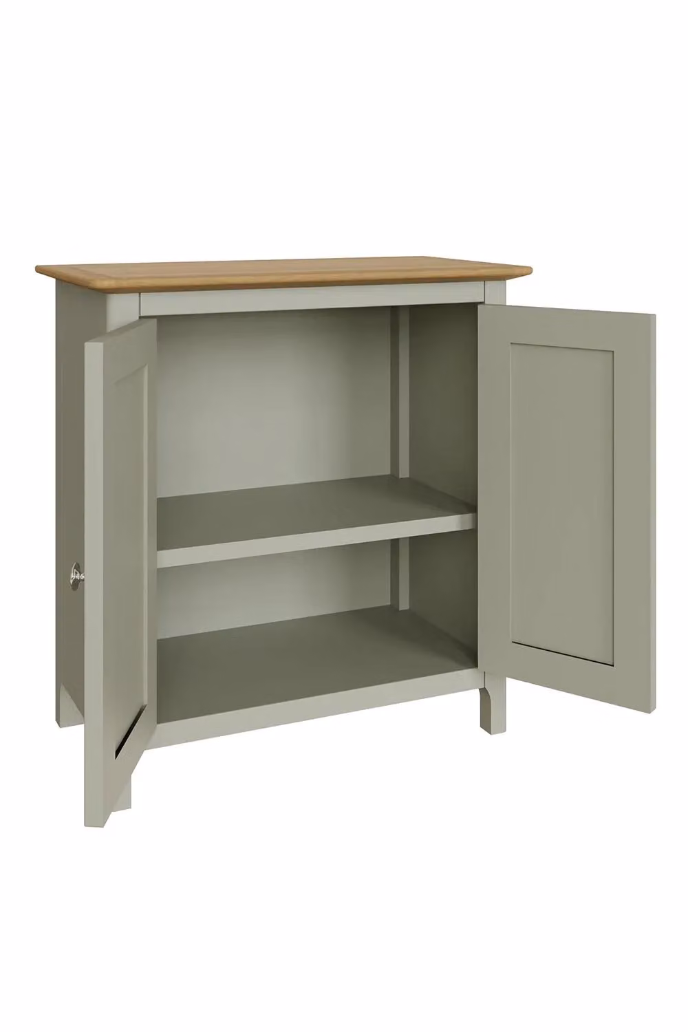 FWStyle Sideboard with Oak Veneered Top and 2 Large Doors in Sage Green Finish – 2