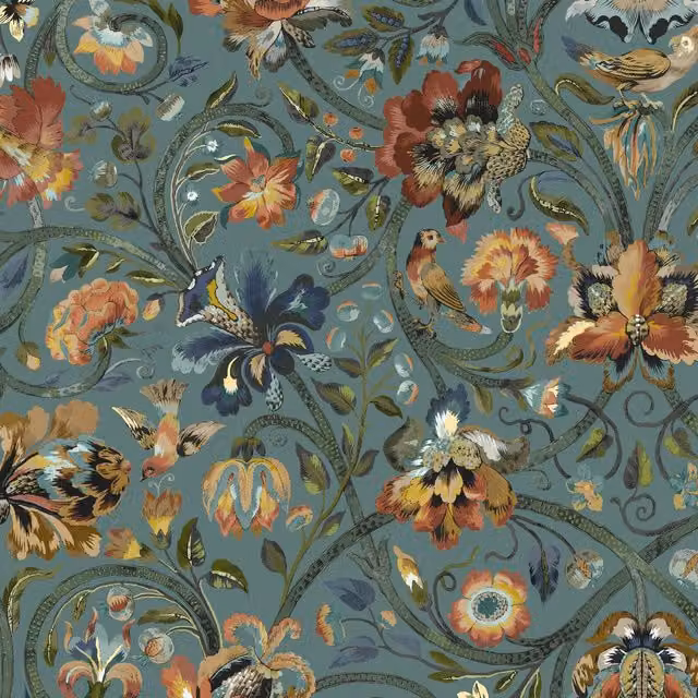 House of Hackney GAIA Wallpaper Sample in Prussian Blue W: 42.0 cm, H: 29.7 cm