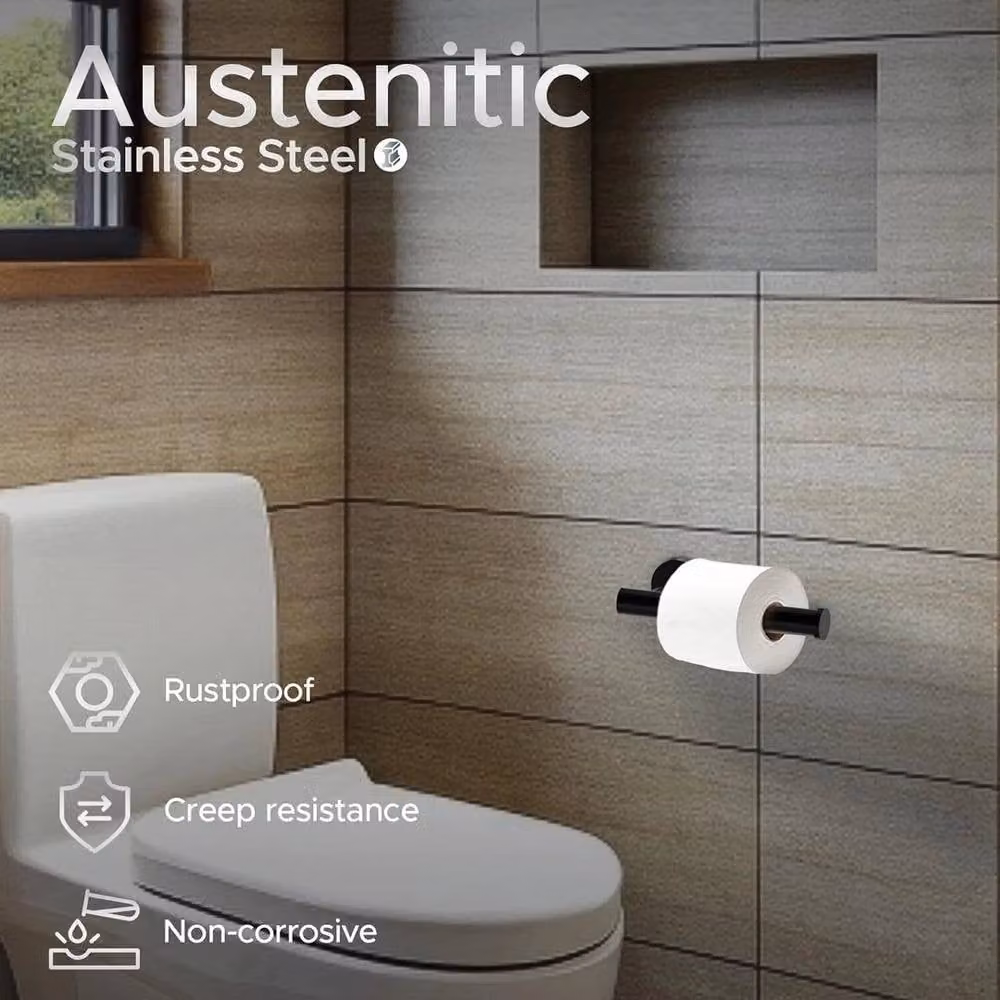 FLAVORA Wall Mounted Toilet Roll Holder Bar in Black, Width: 180 cm, Height: 180 cm – 5