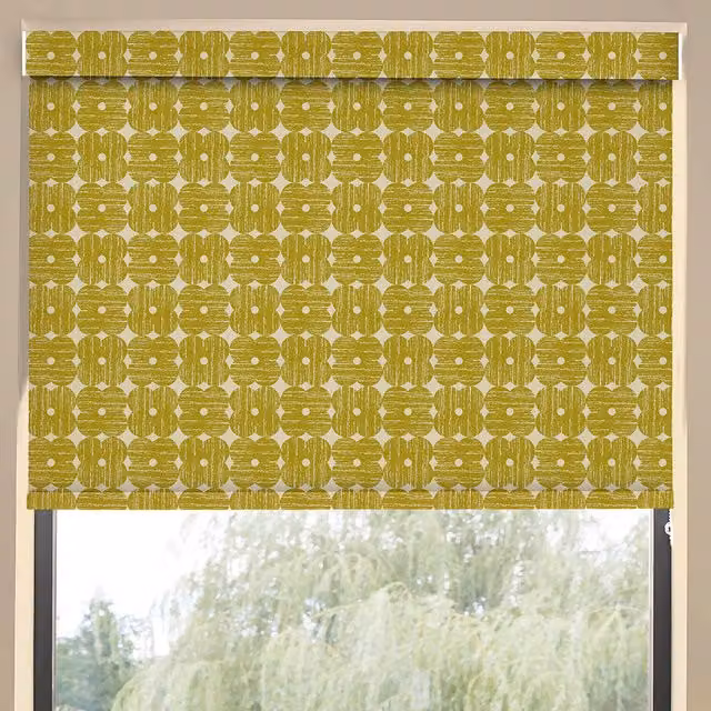 Orla Kiely Made To Measure Yellow Floral Textured Blackout Roller Blind