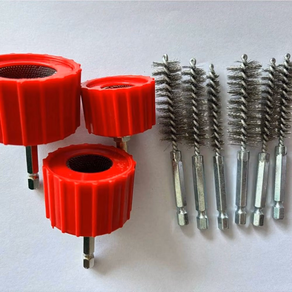 NESTLUNE 9x Red Copper Pipe Cleaner Brush for Drill/Driver, Stainless Steel, W/D/H: 100 x 15 x 15 cm – 5