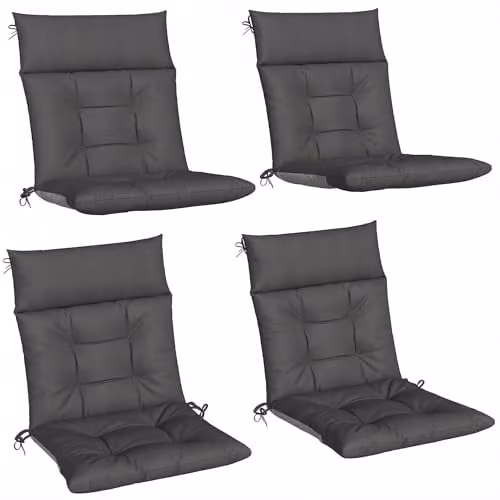 Outsunny Set of 4 Waterproof Garden Chair Cushions in Grey, W: 53 cm, H: 112 cm – 1
