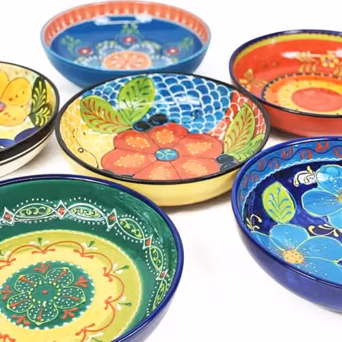 Verano Spanish Ceramics Hand Painted Floral Pattern Ceramic Serving Bowl, Diameter: 26 cm, Red and Yellow – 2