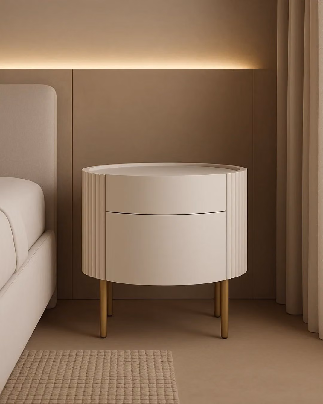 Tommy Franks Lantine Bedside Table in Beige