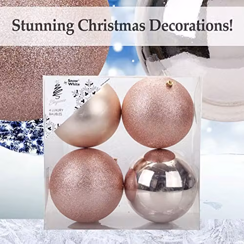 VFM e-Store Pink and Gold Christmas Baubles, Pack of 3, Diameter: 12 cm – 3