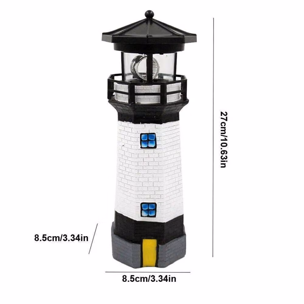 KORVIXA Solar Powered Lighthouse Garden Light, Black, Height: 100 cm – 2