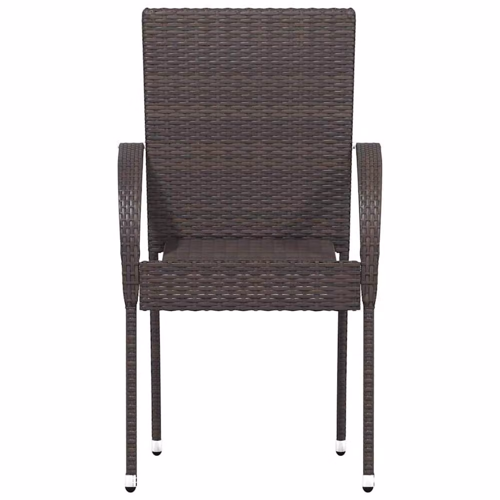 Berkfield Home Set of 2 Stackable Outdoor Chairs in Brown Poly Rattan and Steel – 3