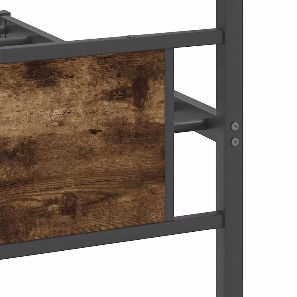 Berkfield Home Industrial Bed Frame in Smoked Oak and Brown, W: 107 cm, D: 203 cm – 5