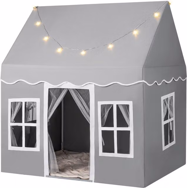 Costway Indoor Kids Playhouse in Grey with PVC and Cotton Materials