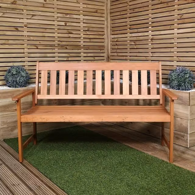Samuel Alexander Classic Oiled Wood Garden Bench in Brown