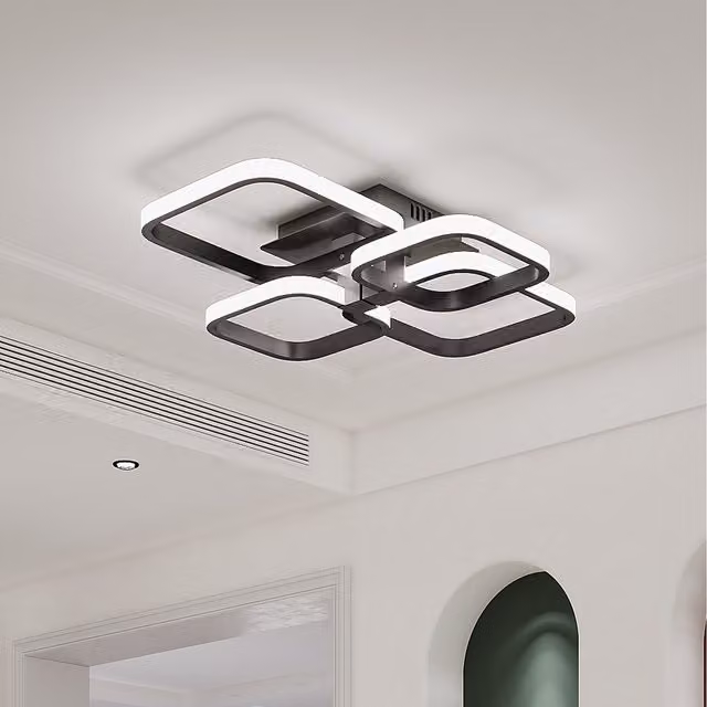 Komore Dimmable Square Geometric LED Ceiling Light in Black