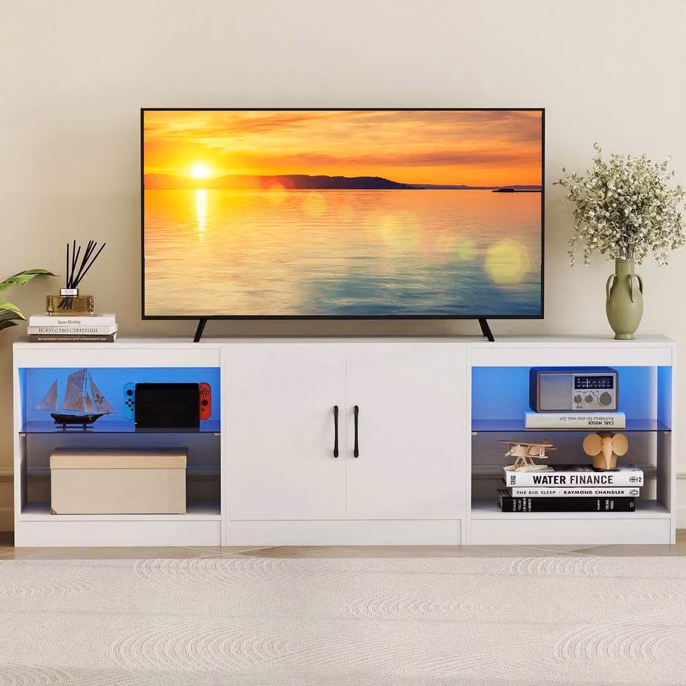 Kelvenix Modular White TV Stand for up to 85 inch TVs – 2