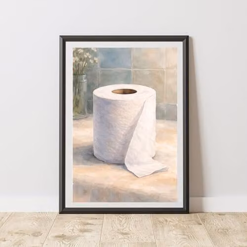 60 Second Makeover Modern Watercolour Toilet Roll Typography Wall Poster, Black and White, A4