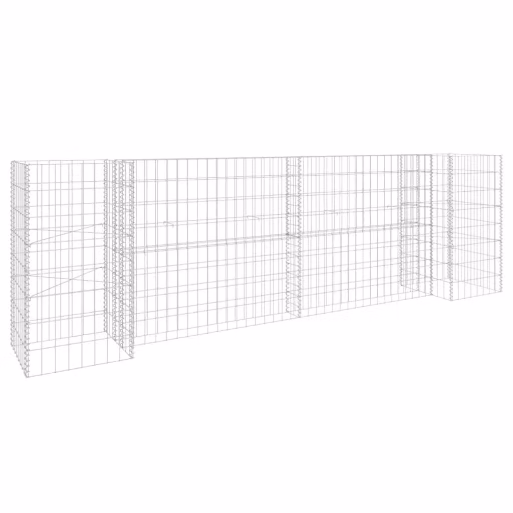 Berkfield Home H-Shaped Steel Wire Gabion Planter in Silver, W/D/H: 260 x 40 x 80 cm – 2