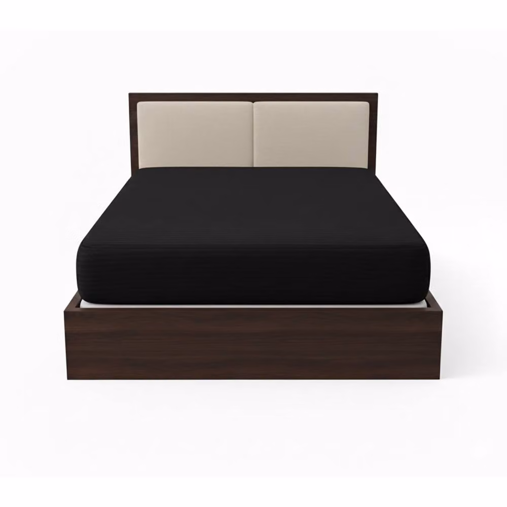 Snug City Black Satin Stripe Microfibre Extra Deep Fitted Sheet, Super King, W/D/H: 200 x 200 x 40 cm – 3