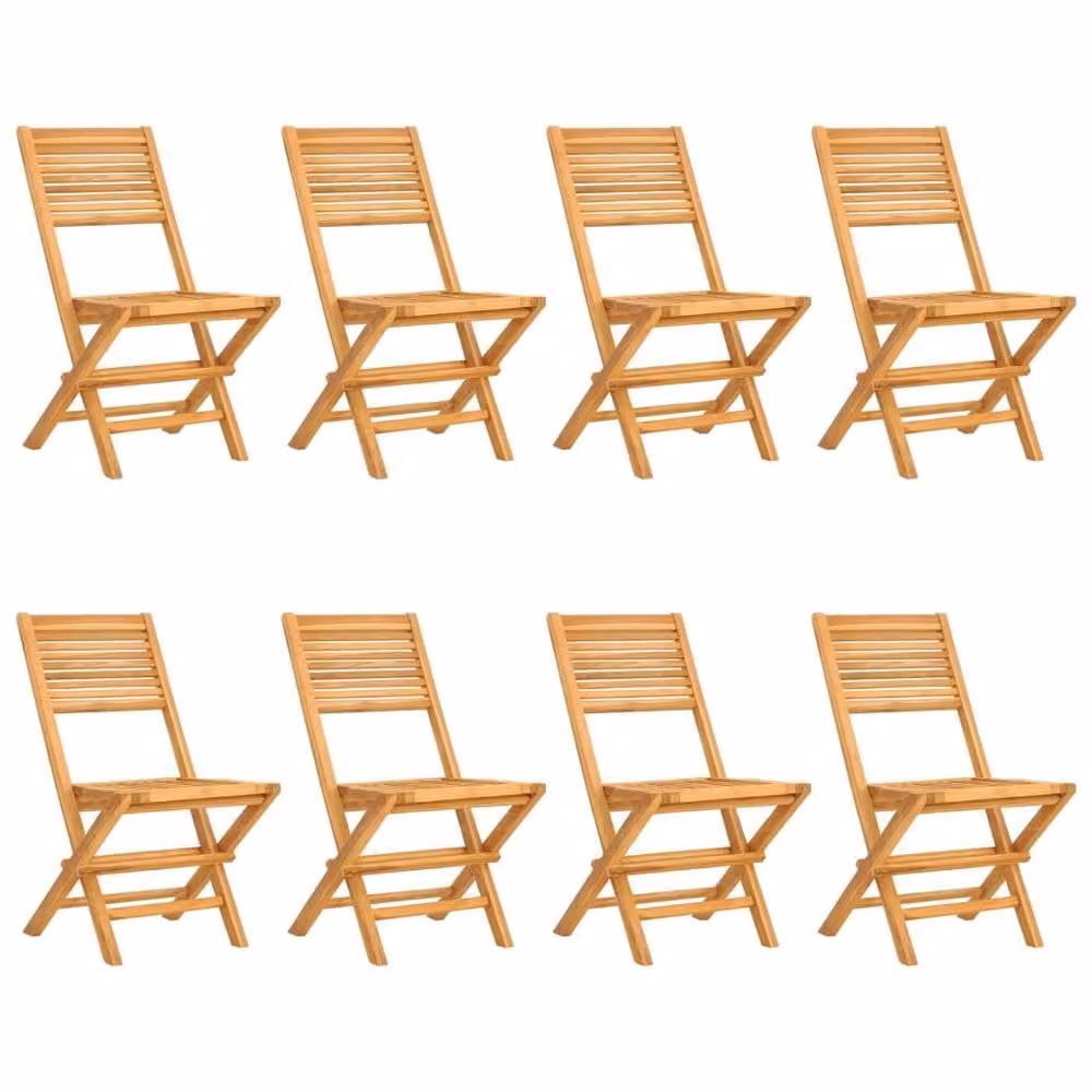 Berkfield Home Set of 8 Folding Garden Chairs in Brown Solid Teak Wood, W/D/H: 47 x 62 x 90 cm – 1