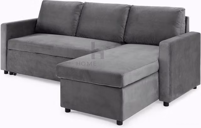 Home Detail Dorset Velvet Pull Out Sofa Bed with Reversible Chaise and Underseat Storage in Dark Grey – 2