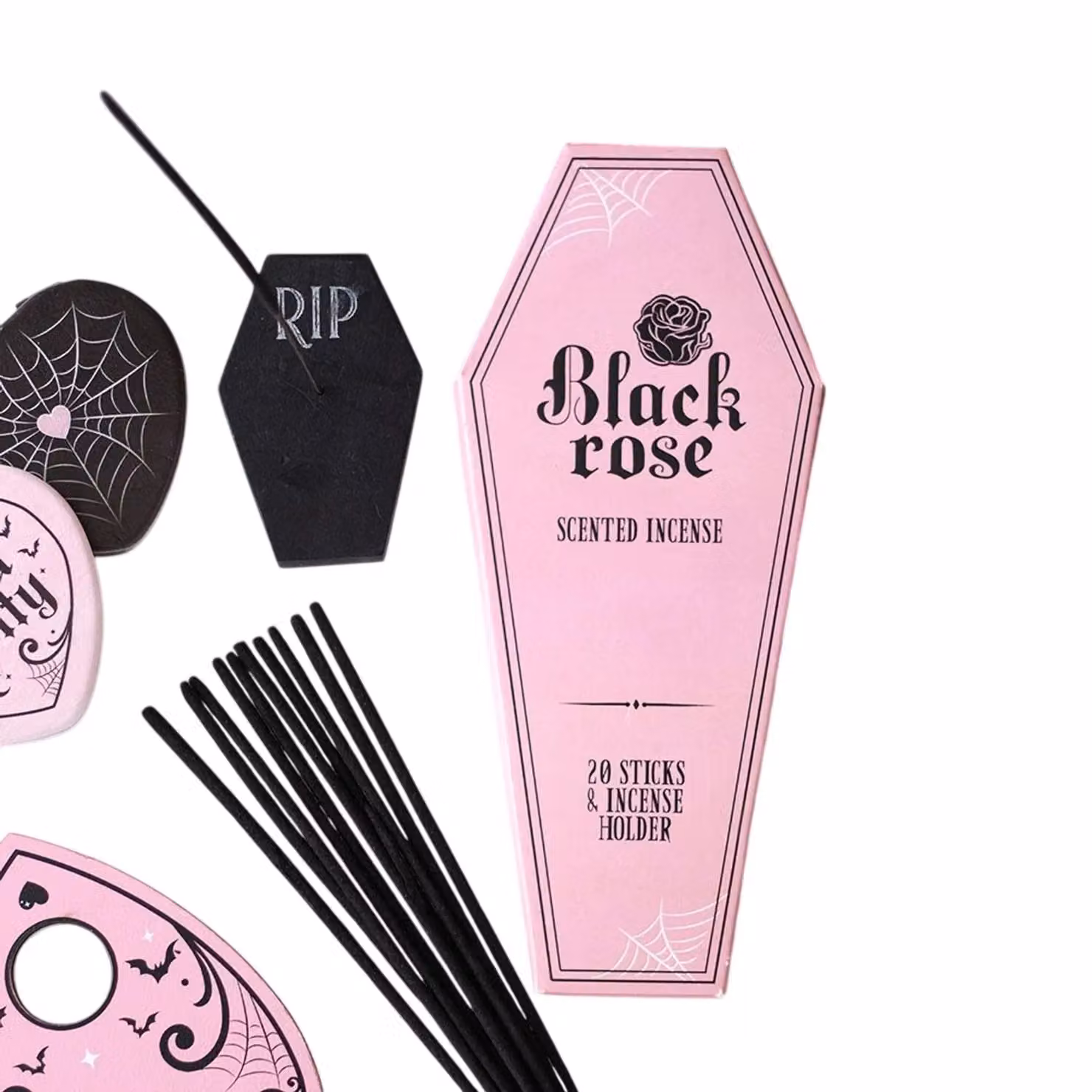 Something Different Black Rose Coffin Incense Stick Holder with 18 Sticks – 3