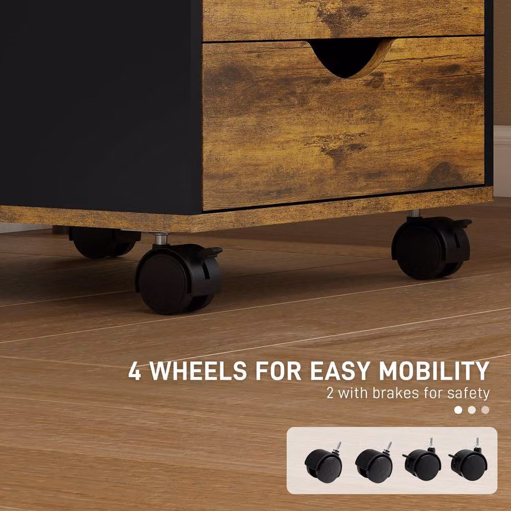 STILVORA Five-Drawer Filing Cabinet with Wheels in Brown – 7