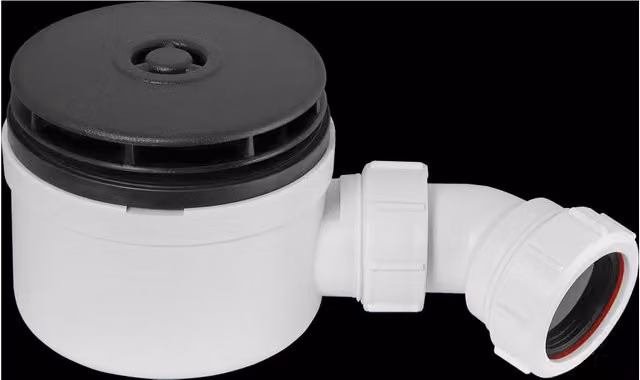 McAlpine ST90MB10-70 90mm Round Shallow Shower Trap, White, Height: 70 mm