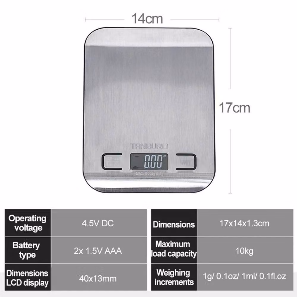Kelvenix Digital Kitchen Scale with LCD Display, 10kg Capacity, Silver Stainless Steel – 2