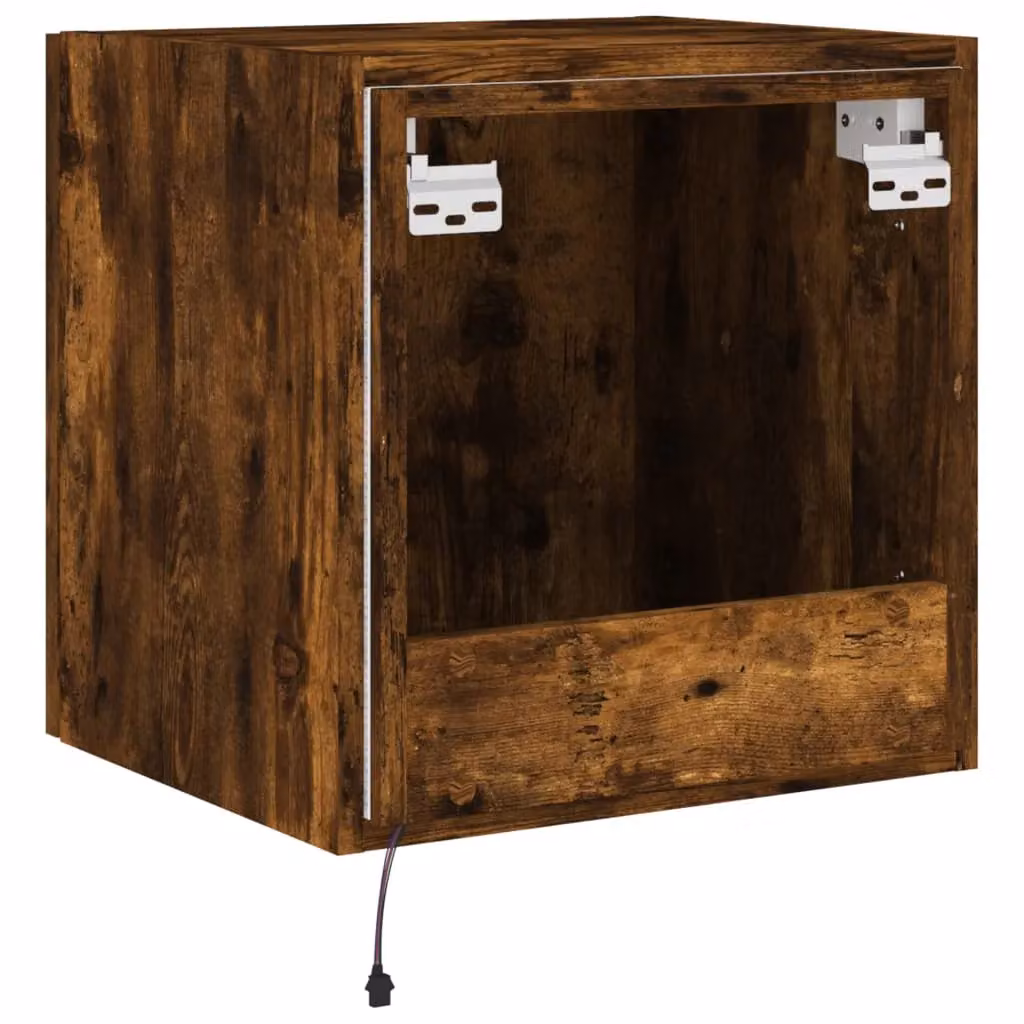 Berkfield Home Modern Wall Mounted TV Cabinet with LED Lights in Smoked Oak Brown, W/D/H: 40.5 x 35 x 40.5 cm – 7