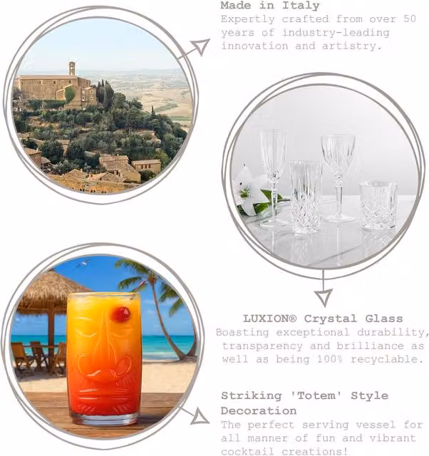 Bormioli Rocco Tiki Etruria Crystal Highball Tumbler Glasses, 460 ml, Clear, Set of 8
