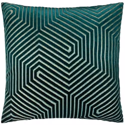 Paoletti Evoke Square Velvet Graphic Cushion in Green, W/D/H: 55 x 55 x 55 cm