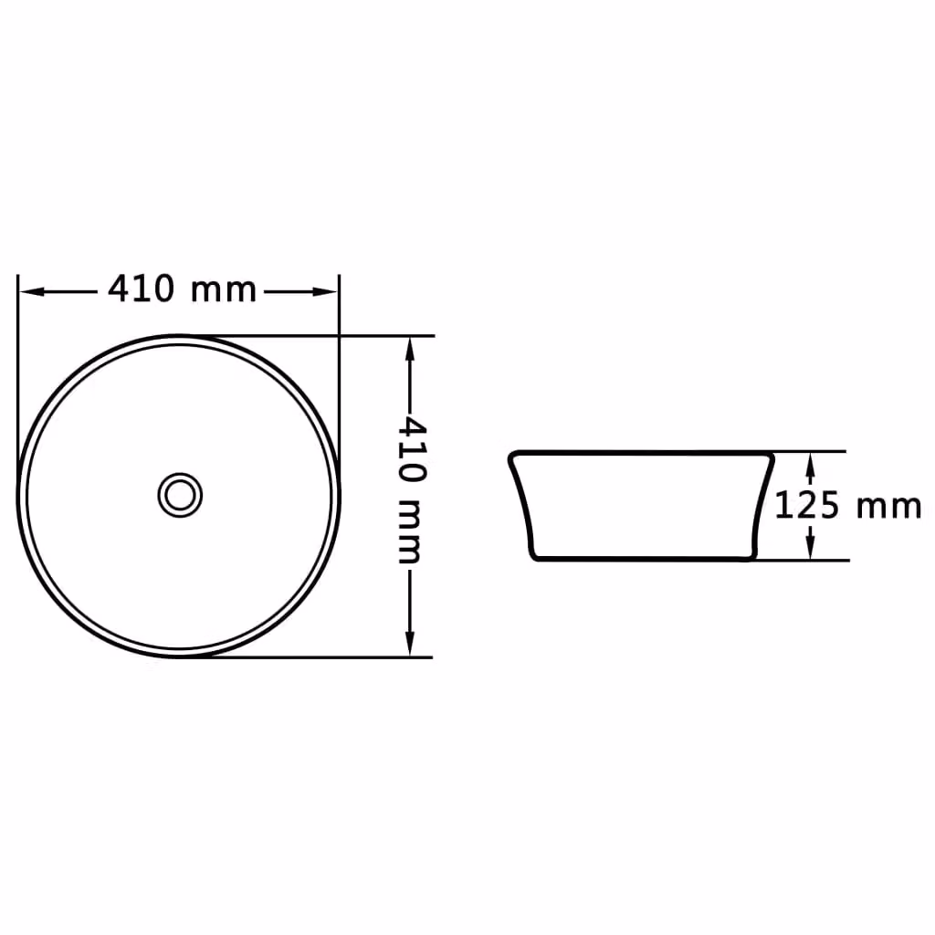 Berkfield Home Round Ceramic Countertop Wash Basin, Black, W: 41 cm, D: 12.5 cm – 5