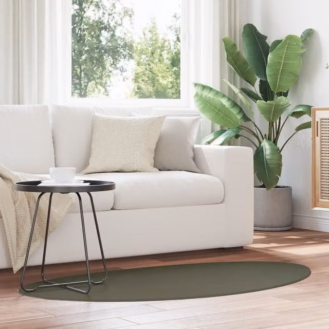 Berkfield Home HUARTE Oval Rug, Forest Green, W: 80 cm x L: 150 cm, Washable Short Pile Polyester – 1