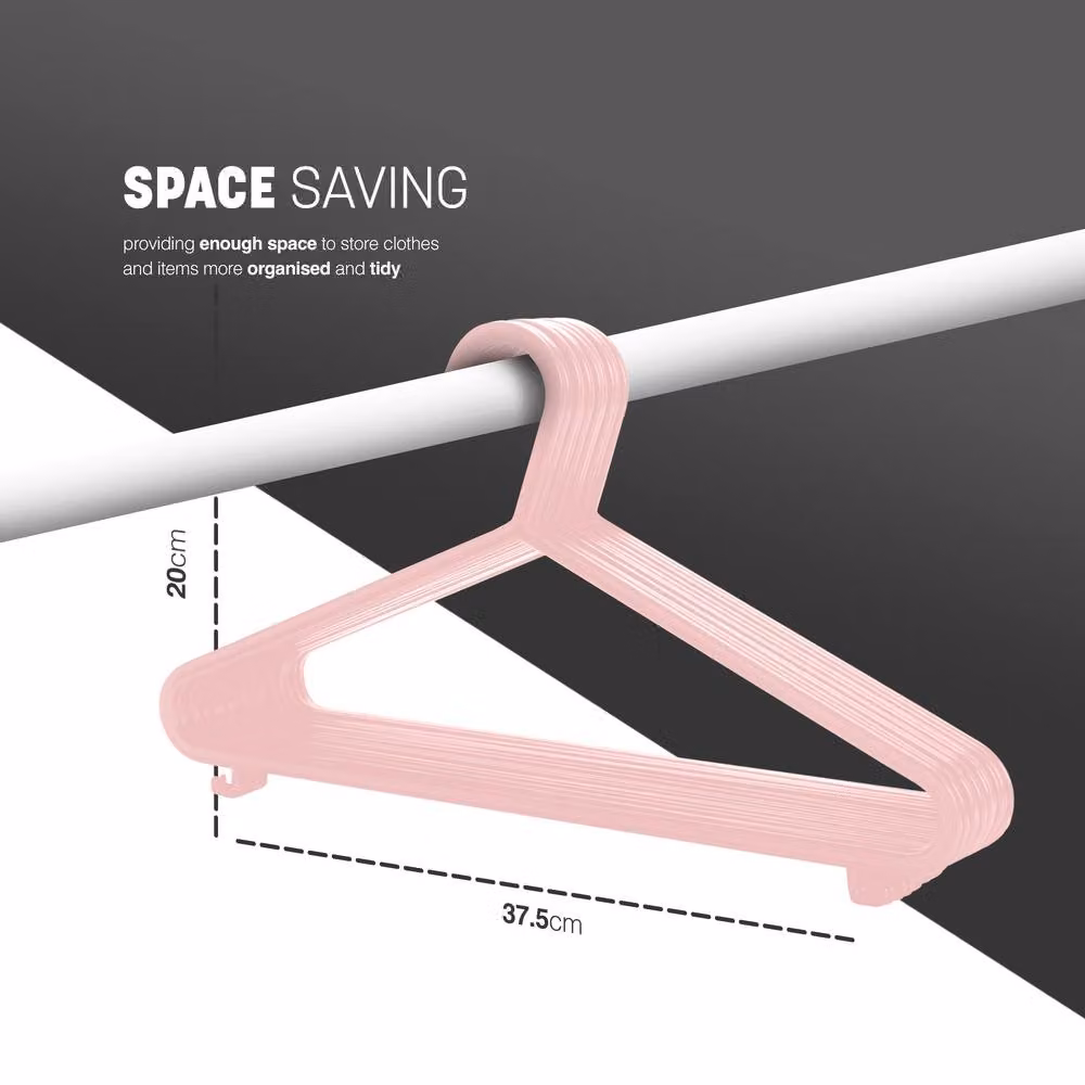 Keplin Space Saving Plastic Coat Hangers with Bar, Pink, 25 Pack – 2