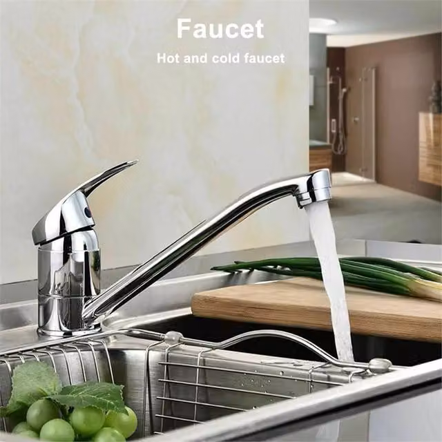 Nordara Single Lever Kitchen Sink Mixer Tap with Swivel Spout in Chrome Silver