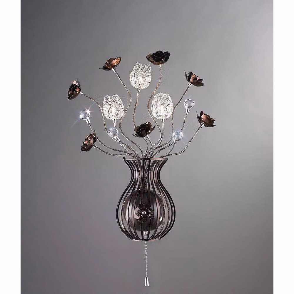 Netlighting Bonita 3 Light Wall Lamp in Brown with Crystal Details – 2
