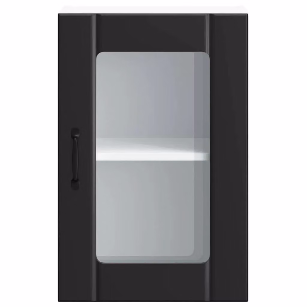 Berkfield Home Lucca Black Modern Kitchen Wall Cabinet with Glass Doors – 4