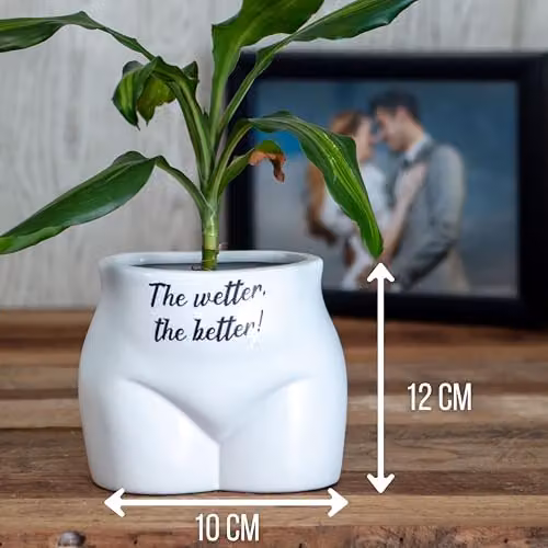 Boxer Gifts Wetter The Better Novelty Body Shaped Ceramic Planter in White and Black – 4