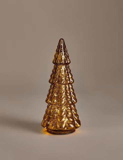 M&S Light Up Glass Bronze Abstract Tree Tabletop Decoration