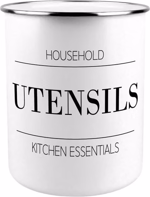 Purely Home Minimalist Essentials Freestanding Metal Kitchen Utensil Holder in White or Black