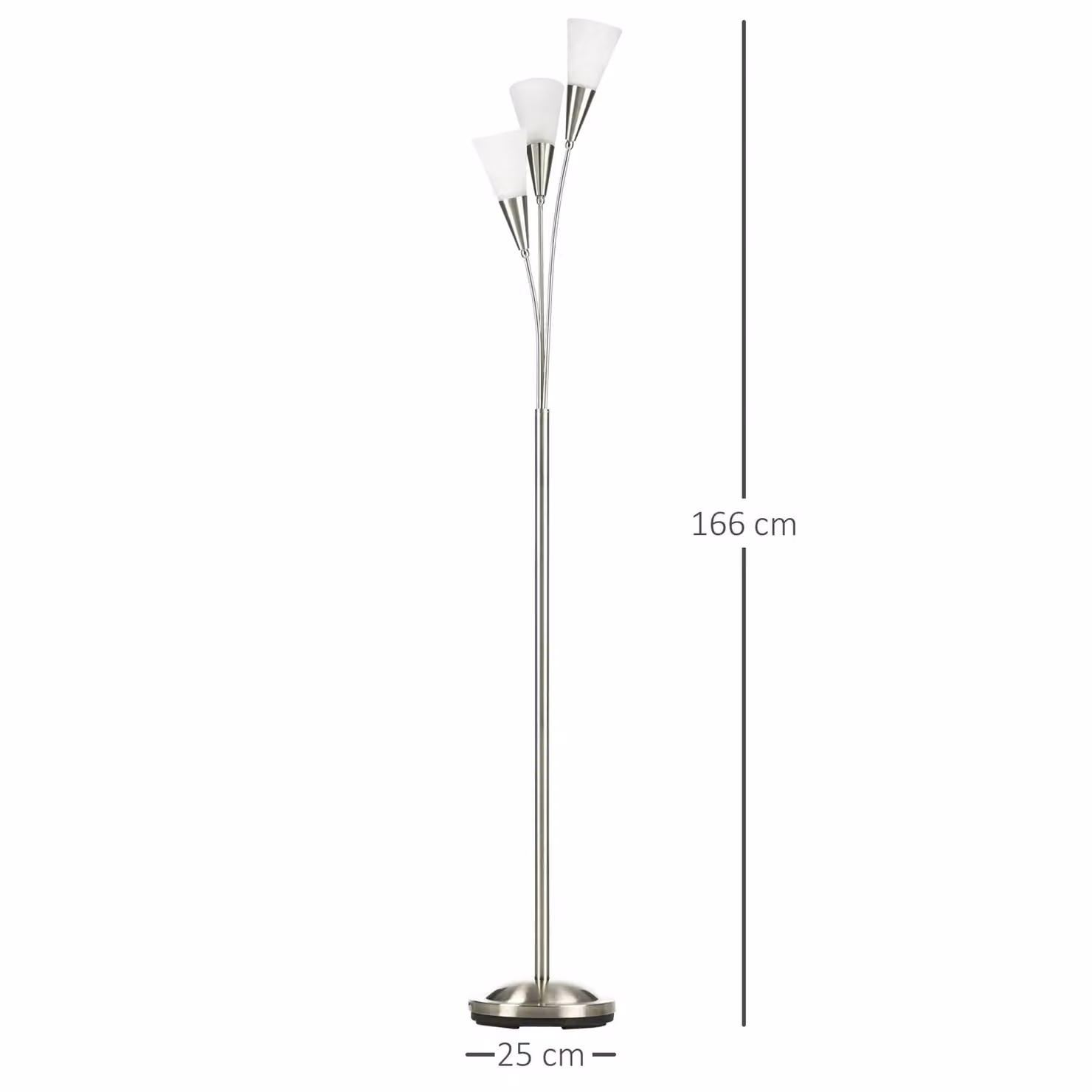 HOMCOM Modern 3-Light Floor Lamp in Silver and White – 3